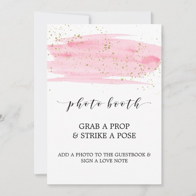 Vattenfärg Rosa och Guld Fotobox Kort (Framsida)