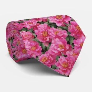 Vattenfärg Rosa Peonies Blommönster Slips