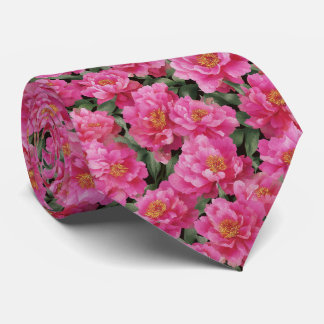 Vattenfärg Rosa Peonies Blommönster Slips