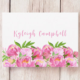 Vattenfärg Rosa Peonies Personlig / Elegant Anteckningskort