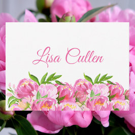 Vattenfärg Rosa Peonies Personligt Tack Anteckningskort