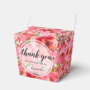 Vattenfärg Rosa Peony Blommig Bröllopsdusch Takeou Presentaskar