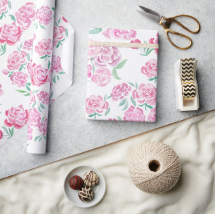 Vattenfärg Rosa Peonydesign Presentpapper