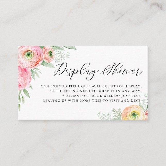 Vattenfärg Rosa Ranunculus Blommor Display Dusch Tilläggskort (Framsida)