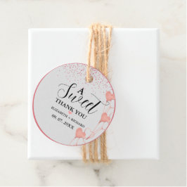 Vattenfärg rosa & röd hjärta söt tack fest  gåvor etiketter