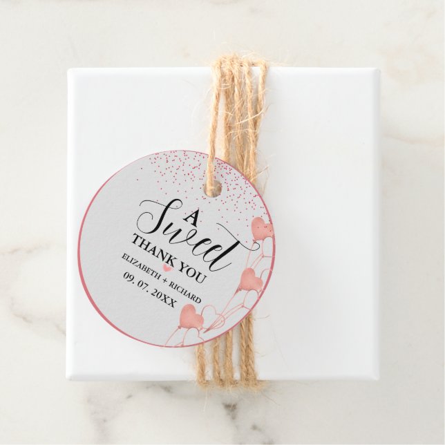 Vattenfärg rosa & röd hjärta söt tack fest  gåvor etiketter (På plats)