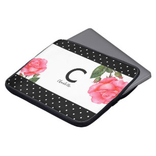 Vattenfärg Rosa ros botaniska Blommigten Art Monog Laptop Fodral