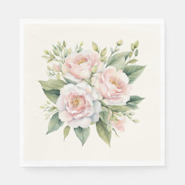 Vattenfärg  Rosa ros Bouquet Pappersservett