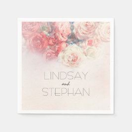 Vattenfärg Rosa ros Bröllop Pappersservett