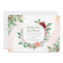 Vattenfärg Rosa ros & Greenery Virtuella Bröllop