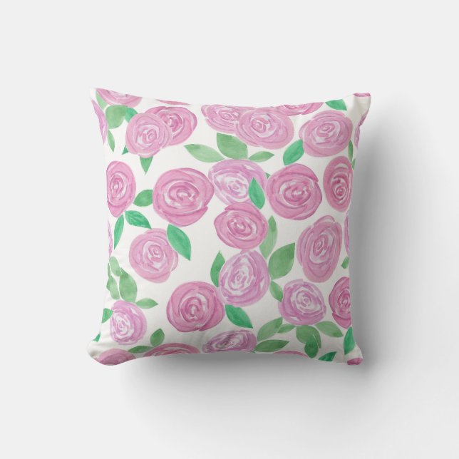 Vattenfärg, rosa ros kudde (Framsida)