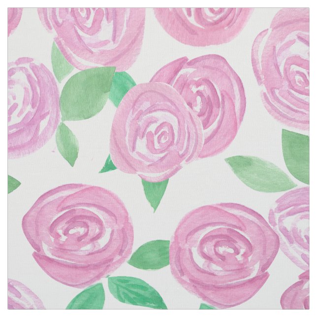 Vattenfärg. Rosa ros Tyg (Provkarta)