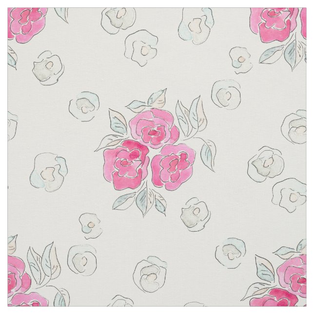 Vattenfärg. Rosa ros Tyg (Provkarta)