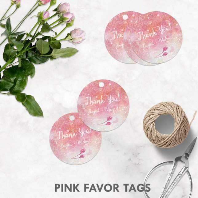 Vattenfärg Rosa Rosknoppar 🌹 Gåvor Etiketter (Watercolor Pink Rose Buds 🌹 Favor Tags -- Click to Customize On Screen Now!
)