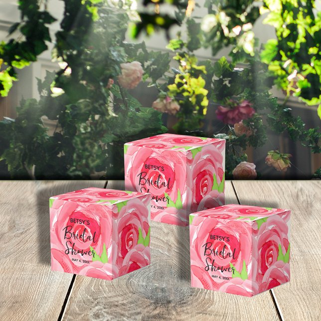 Vattenfärg Rosa Rosor 2" Fester Presentaskar (2" square favor boxes are ready to personalize for your occasion.)