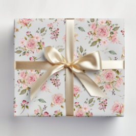 Vattenfärg Rosa Rosor Blommönster Presentpapper