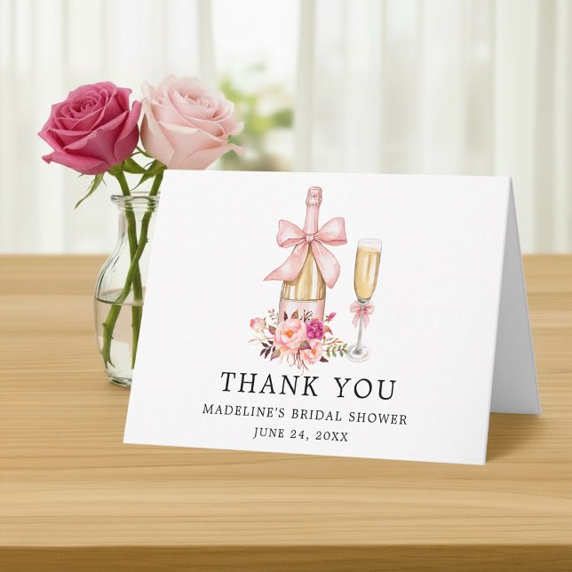 Vattenfärg Rosa Rosor Bröllopsdusch Tack Kort (Customize to add text to inside of notecard.)