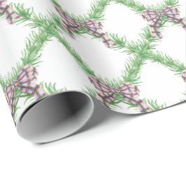 Vattenfärg Rosa Rutig Båg Garland Presentpapper