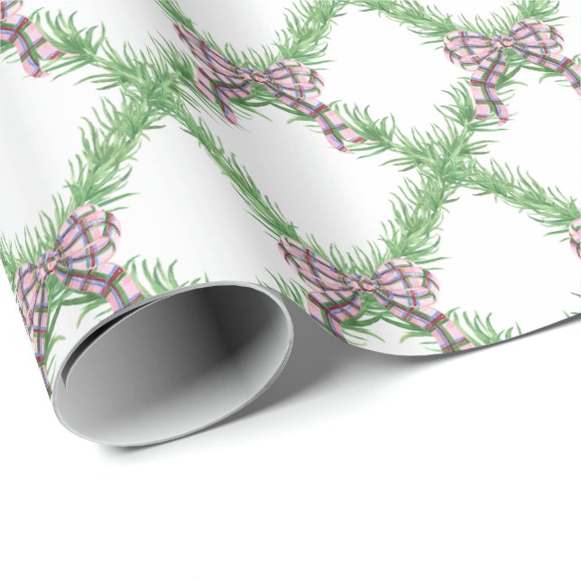 Vattenfärg Rosa Rutig Båg Garland Presentpapper (Rullad Hörn)