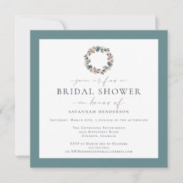 Vattenfärg Rosa Salvia Grön Krans Bröllopsfest Inbjudningar