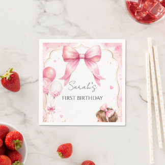 Vattenfärg Rosa Slöja Baby Flicka Födelsedag Pappersservett