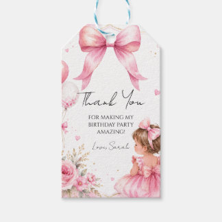 Vattenfärg Rosa Slöja Baby Flicka Födelsedag Presentetikett