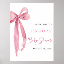 Vattenfärg Rosa Slöja Coquette Barnkalas Välkomsts Poster