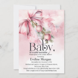 Vattenfärg Rosa Slöja med Prylbar Babyshower Inbjudningar