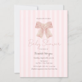Vattenfärg Rosa Slöja Randig Bebis Shower Inbjudningar