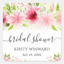 Vattenfärg Rosa Sommarblommor Bröllopsdusch