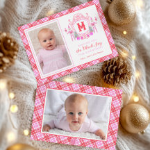 Vattenfärg Rosa Tomte Elf Monogram Krön