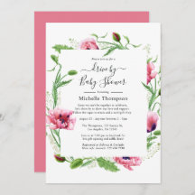 Vattenfärg Rosa Vallmo Bröllop