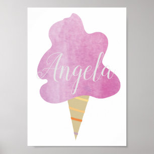 Vattenfärg Rosa Virvlande Cotton Candy Poster