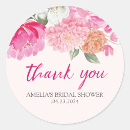 Vattenfärg rosabröllopsfest välkommen runt klistermärke