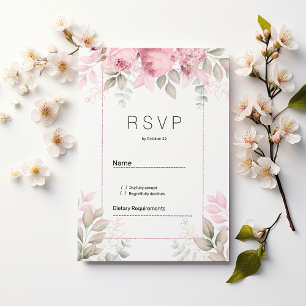 Vattenfärg rosamint vit blomster-RSVP Inbjudningar
