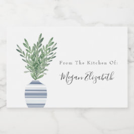 Vattenfärg Rosemary & Blue Stripe Vas Mat Etiketter