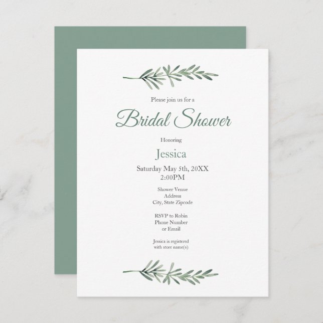 Vattenfärg Rosemary Inbjudningar (Fram/baksida)