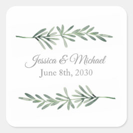 Vattenfärg Rosemary Square Sticker Fyrkantigt Klistermärke