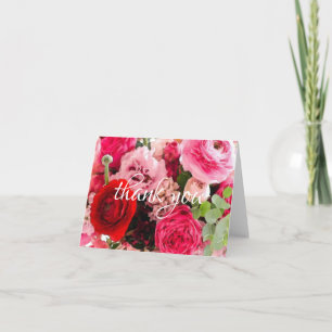 Vattenfärg Rosor Blommor Tack Hand Skrift Kort