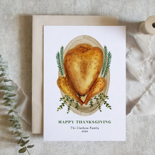 Vattenfärg Rostat Turkiet Happy thanksgiving Helg Vykort