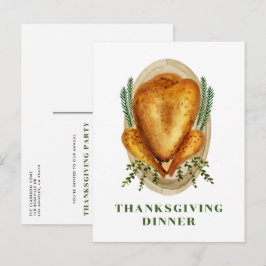 Vattenfärg Rostat Turkiet Thanksgiving Middag Inbjudan Vykort