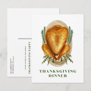 Vattenfärg Rostat Turkiet Thanksgiving Middag Inbjudan Vykort