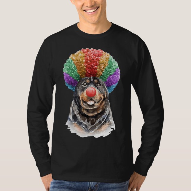 Vattenfärg Rottweiler Clown T Shirt (Framsida)