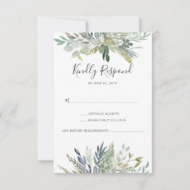 Vattenfärg RSVP-kort med grön lövverk OSA Kort