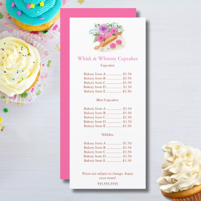 Vattenfärg Rullningsstift Rosor Cupcake Pris Meny (Skapare uppladdad)