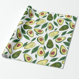 Vattenfärg Rustic Avocado Mönster  Presentpapper