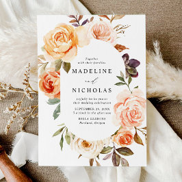 Vattenfärg Rustic Fall Blommigt Oval Ram Inbjudningar