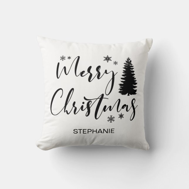 Vattenfärg Rustic Fir Träd Skogsflöde Pi Kudde (Framsida)