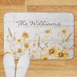 Vattenfärg Rustic Gult Solros Garden Wood Badrumsmatta
