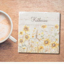 Vattenfärg Rustic Gult Solros Garden Wood